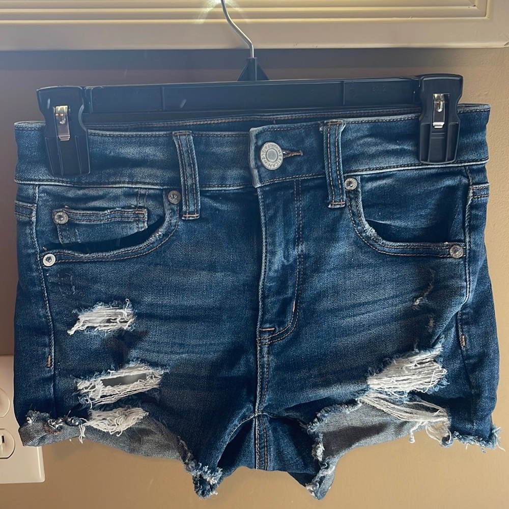 dark denim american eagle jean shorts